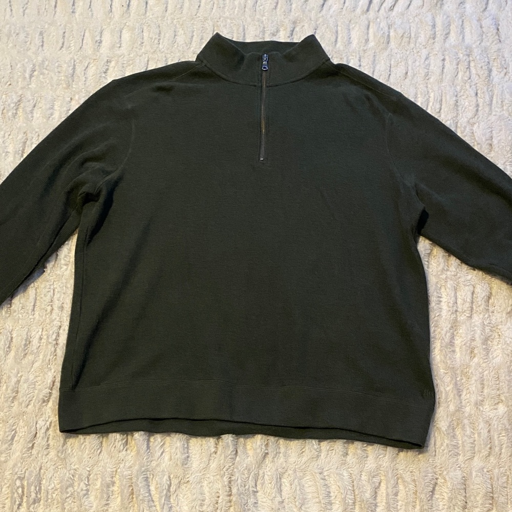 Men's Dark Green Half-Zip Sweater
